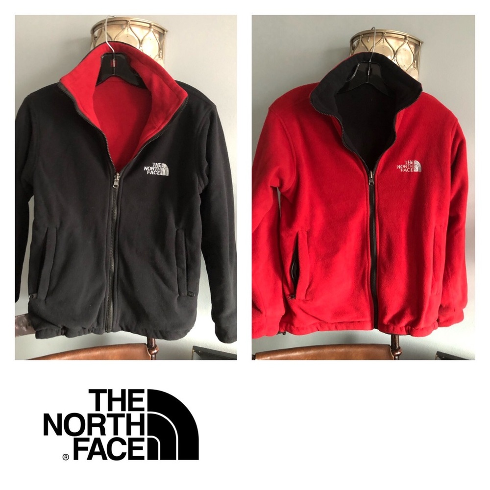EUC The North Face Reversible Fleece Jacket - Black/Red - Size Small
